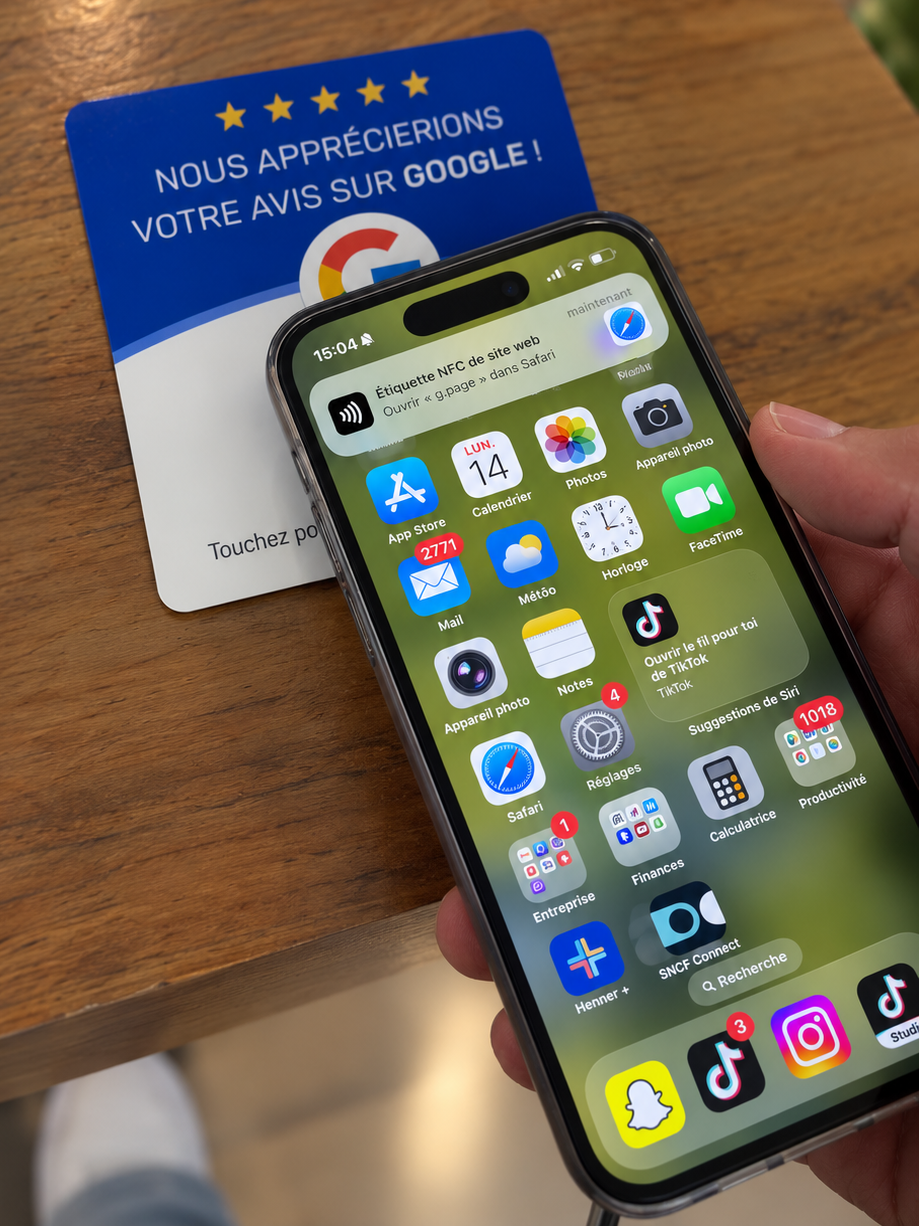 Téléphone approché de la plaque avis Google Pixite