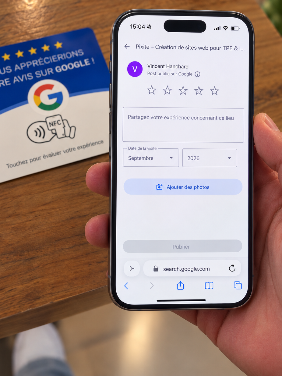 Page Google permettant au client de laisser son avis