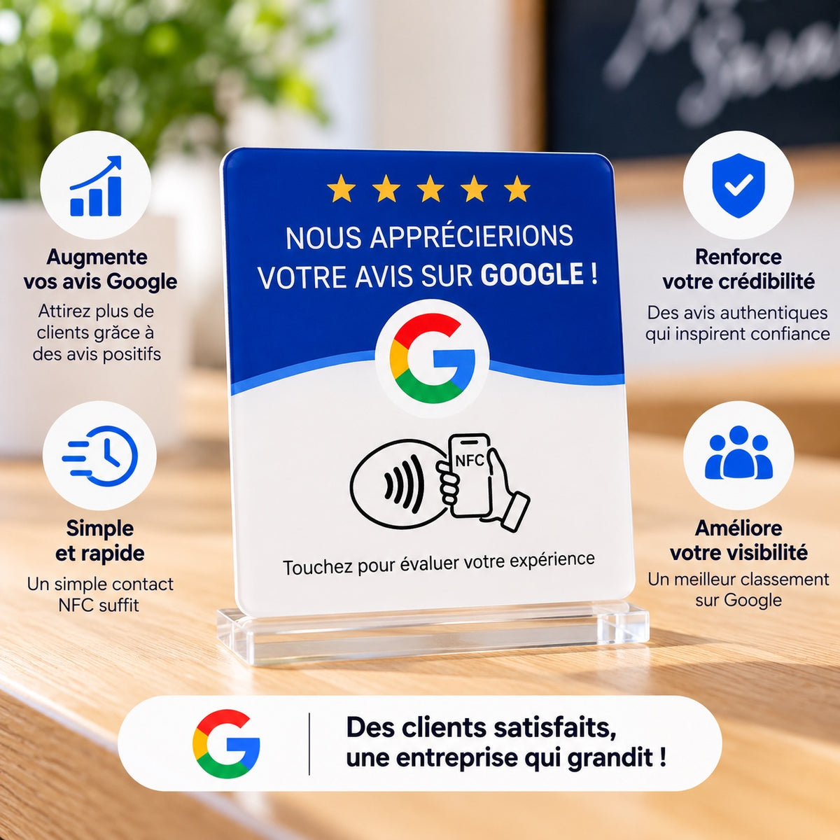 Plaque Avis Google Pixite — bénéfices pour le commerce